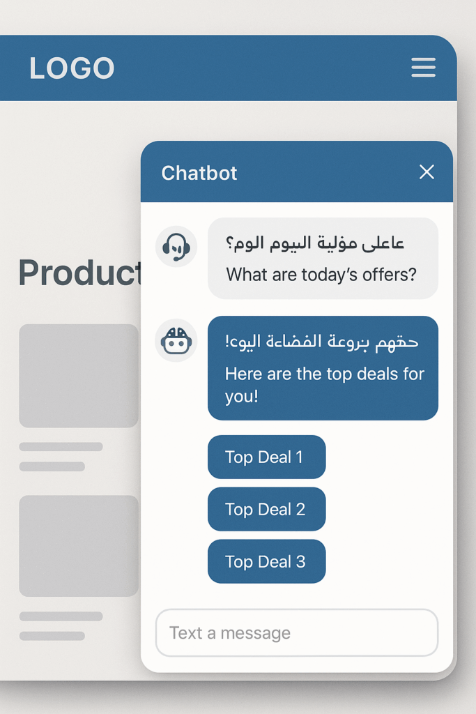 AI chatbot providing bilingual customer support on Kuwaiti eCommerce website